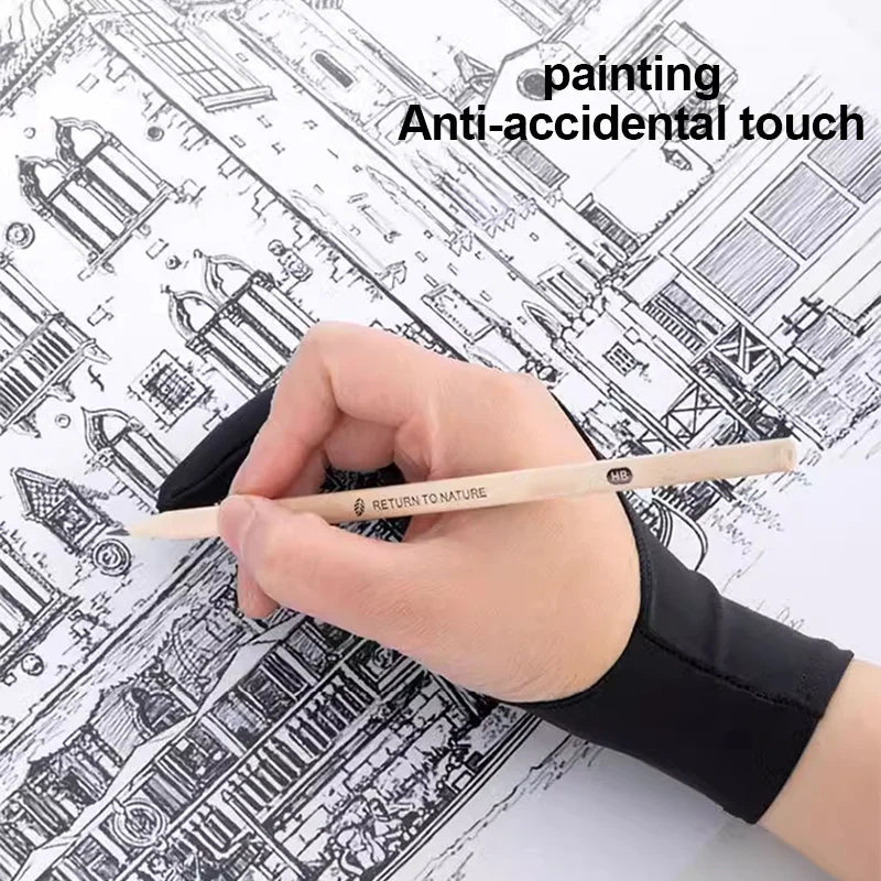 Anti-touch Painting Gloves Two-Finger Drawing Gloves for iPad Tablet Digital Board Touch Screen Oil Painting Office Art Supplies