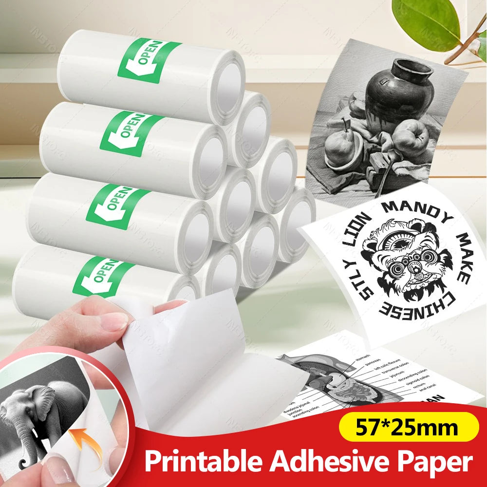 Printable Adhesive Paper 3~15 Pcs Mini Printer Sticker Paper Rolls, Thermal Photo Paper Rolls, for Mini Pocket Thermal Printer