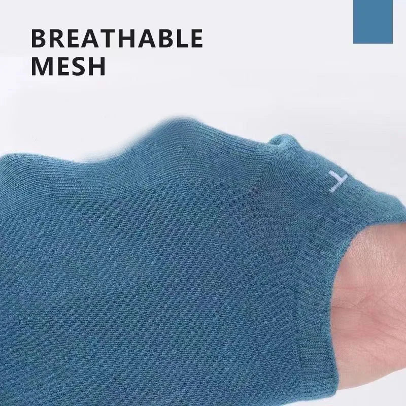 5/10/20 Pairs Of Mens Summer Thin Mesh Breathable Mens Polyester Sports Socks Sweat Absorbing Short Socks