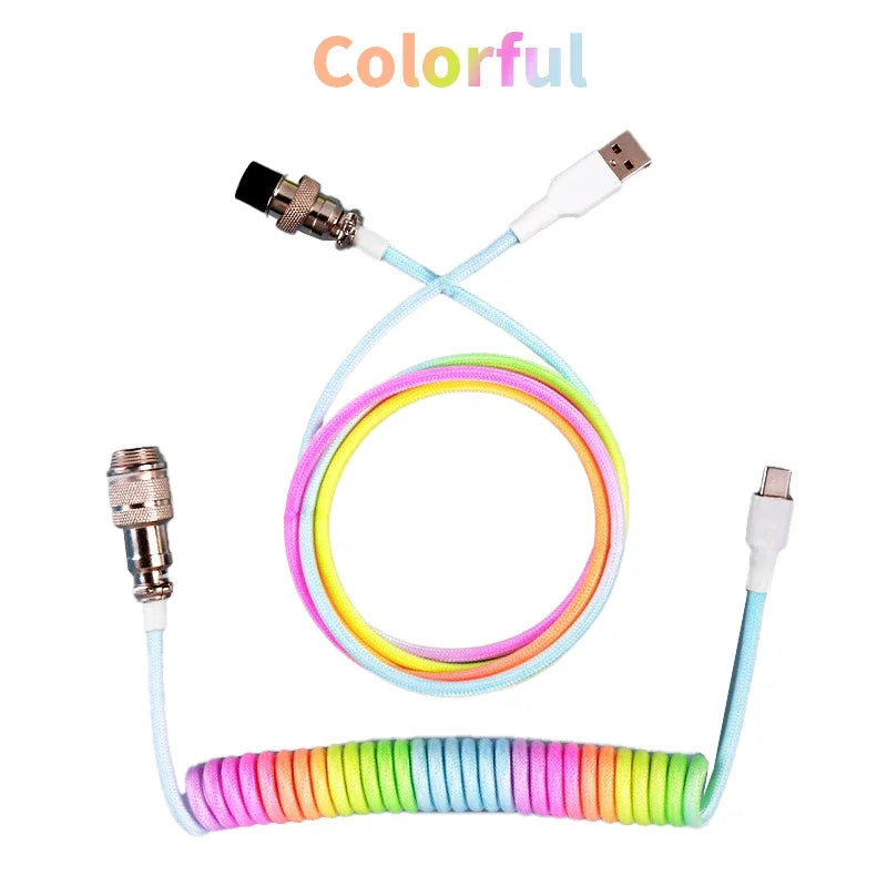 3M Type C Mechanical Keyboard Coiled Cable USB Keyboard Wire Mechanical Keyboard Aviator Desktop Computer Aviation Connector