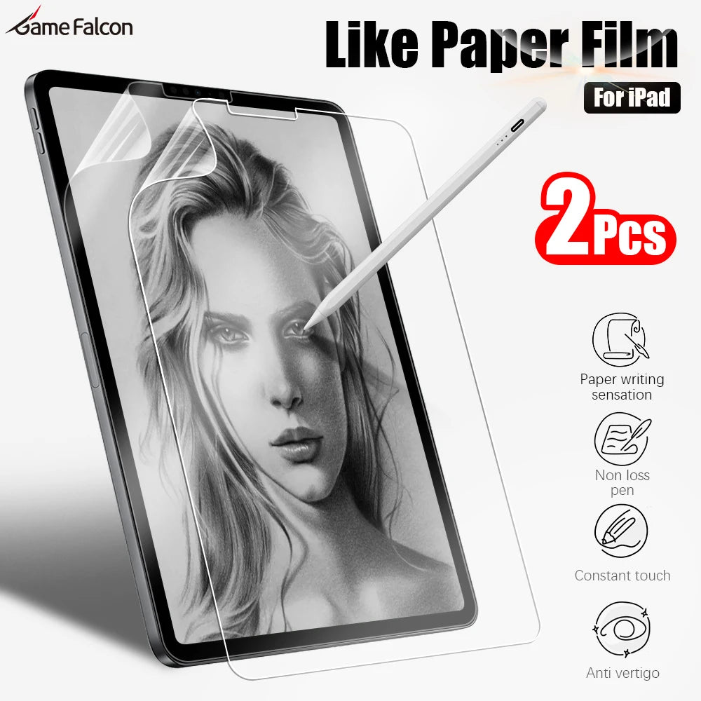2PCS Paper Film Like For Ipad 10 10th Pro 13 M4 12.9 2025 Screen Protector For Ipad Air 11 5 4 M3 M2 A16 9th Generation Mini 6 7