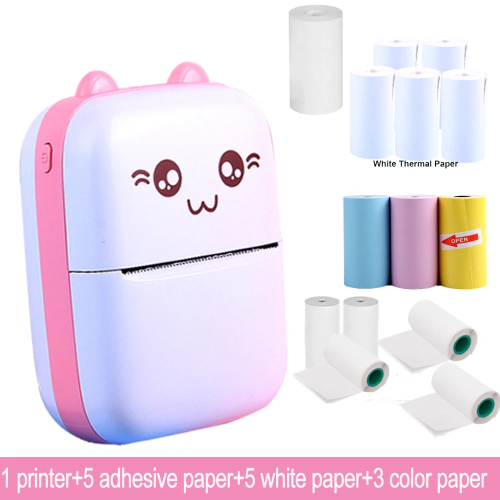 Mini Pocket Printer, Wireless BT Connection Thermal Printer For Photos Receipts Notes Memo Label Portable Inkless Gift Printer