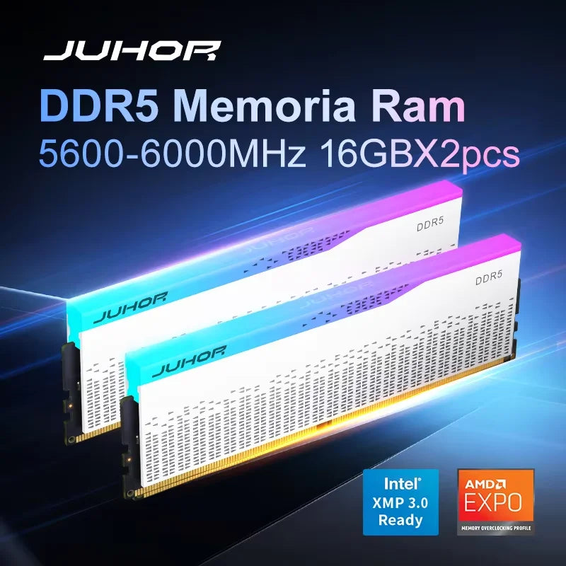 JUHOR Desktop Memory RGB DDR5 16GBX2 6000MHz 5600MHz  Dimm High speed Memoria Ram