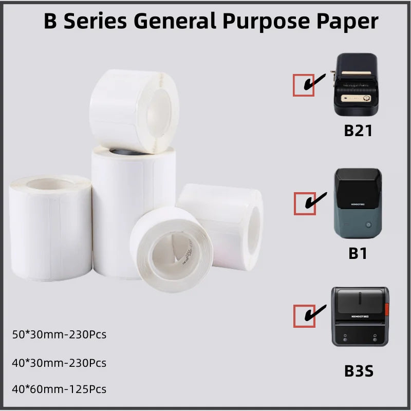 NIIMBOT B21/B1/B3S Full white series Thermal Label Sticker Paper Printable 20-50mm