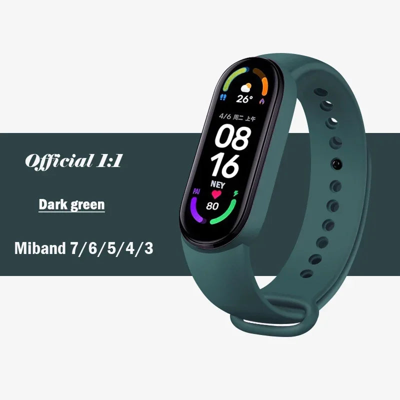 official Silicone Strap For Xiaomi Mi Band 4 5 6 7 Bracelet Sport Watch Wristband Miband4 miband7 Correa Mi band 3 4 5 6 7 Band
