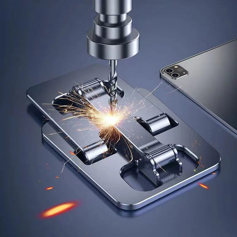 All Metal Aluminum 360 Rotation Mobile Phone Holder Universal Bracket Folding Double Shaft Design Stable Anti Fall