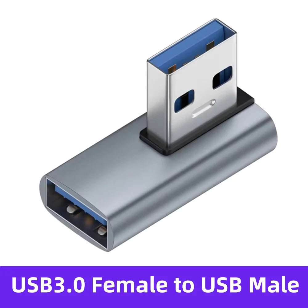 90 Degree USB 3.0 Male to Female Right Angle Extension Adapter USB Upward Elbow Adapter 10Gbps For Laptop PC Connector Converte