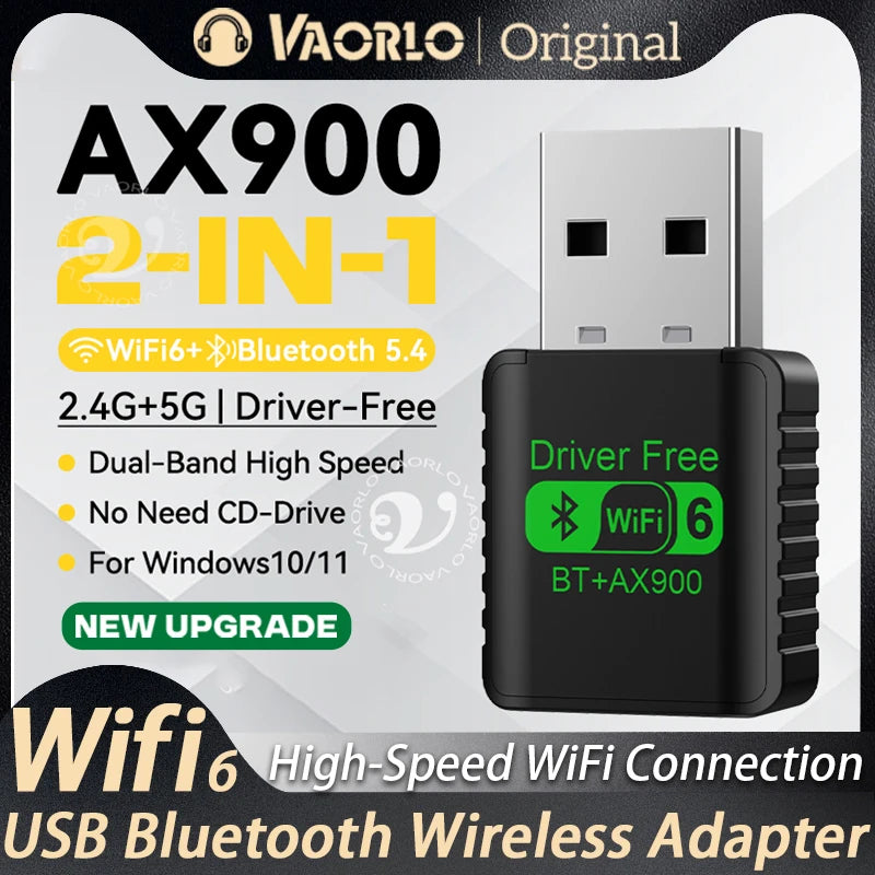 2 IN 1 AX900 WIFI6 USB Adapter Bluetooth 5.4 Dual Band 2.4G&5G 900Mbps WiFi 6 802.11AX Mini Wireless Card Receiver For WIN 10/11