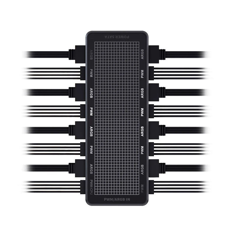 COOLCIRC 1 to 8 ARGB & PWM 2-in-1 Hub Magnetic Suction Splitter Support SATA Power 3Pin/4Pin Fan Controller for PC Case Fans