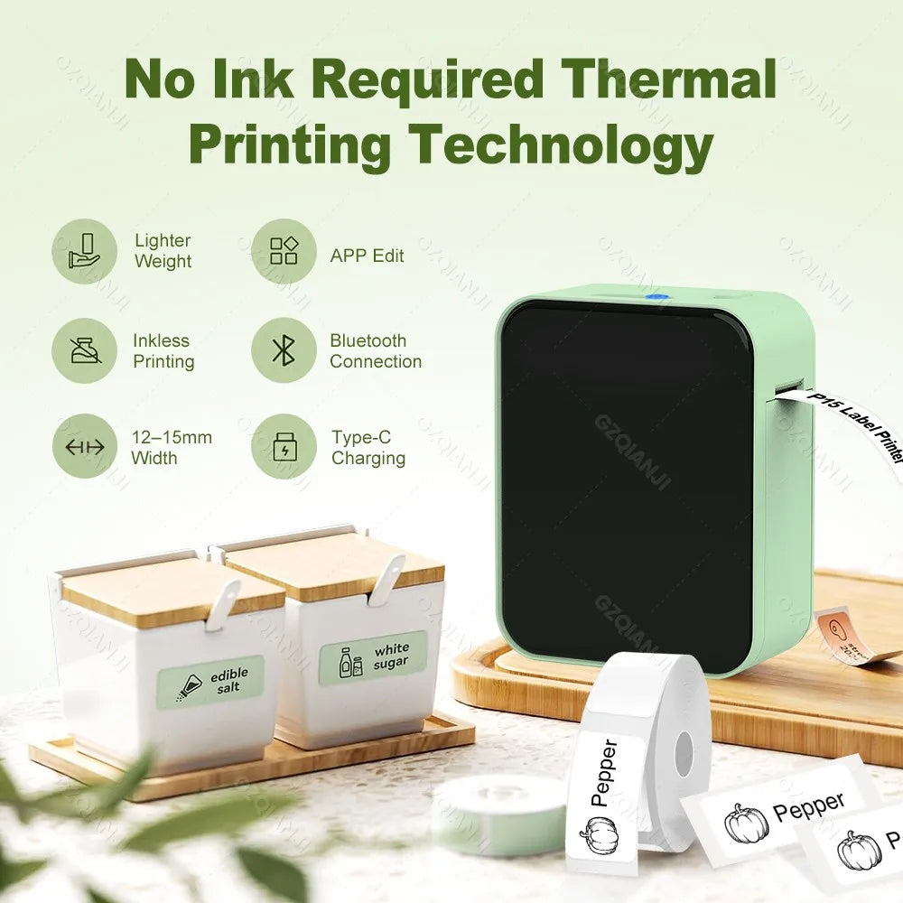 Marklife P15 Wireless Bluetooth Label Printer Portable Thermal Printer Similar as D11 D110 D101 Label Machine Mini Label Maker