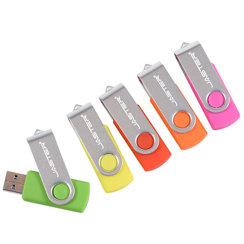 JASTER Rotatable Colorful USB 2.0 Flash Drive 128GB Creative Gift Memory Stick 64GB Silver Clip Pen Drive 32GB U Disk 16GB 8GB