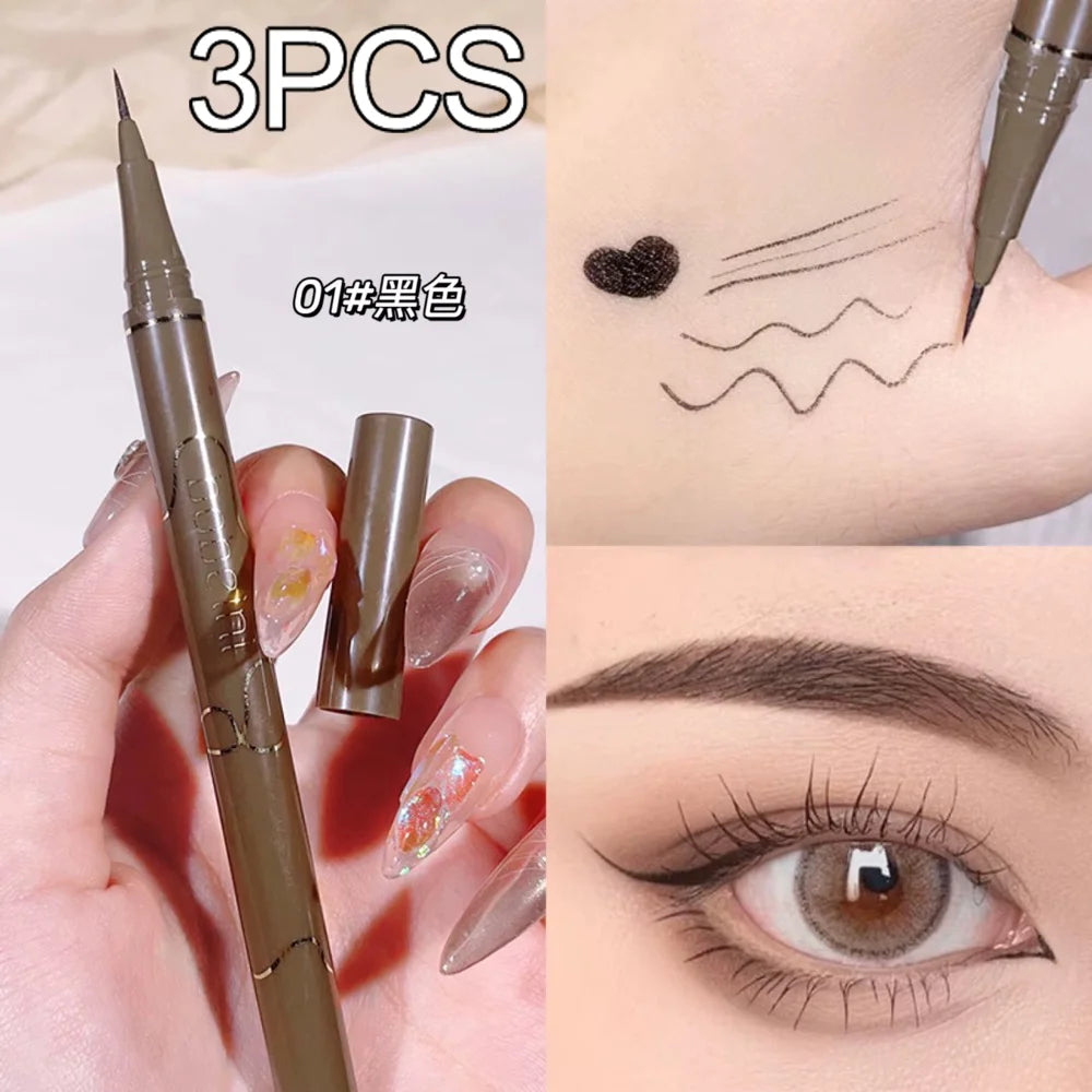 Slim eyeliner is waterproof, sweat-proof, long-lasting and non-smudged. Newbie brown eyeliner liquid pen