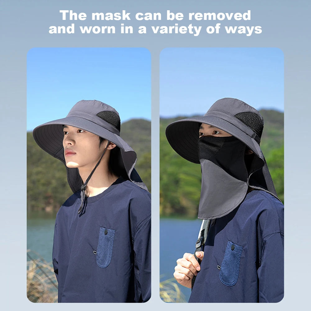 1Set Summer Sun Hats Neck Flap Fisherman Hat UV Protection Outdoor Hunting Fishing Cap For Hiking Camping Visor Bucket Hat