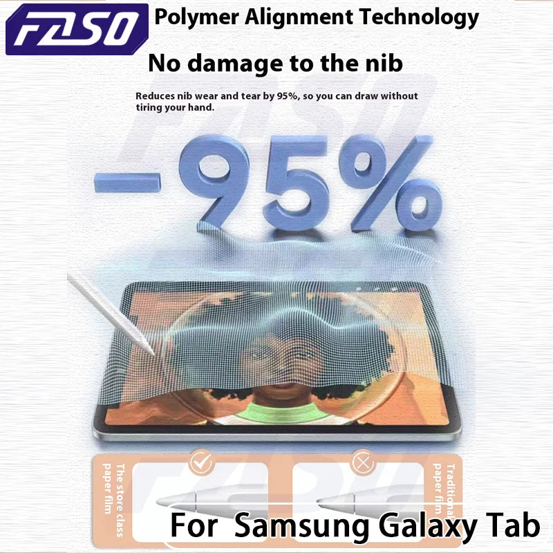 FASO 3Pcs Paper Feel Like Screen Protector for Samsung Galaxy Tab S7 S8 Plus Ultra Samsung tab S6 Lite s7 s9 fe A8 A9  No Glass
