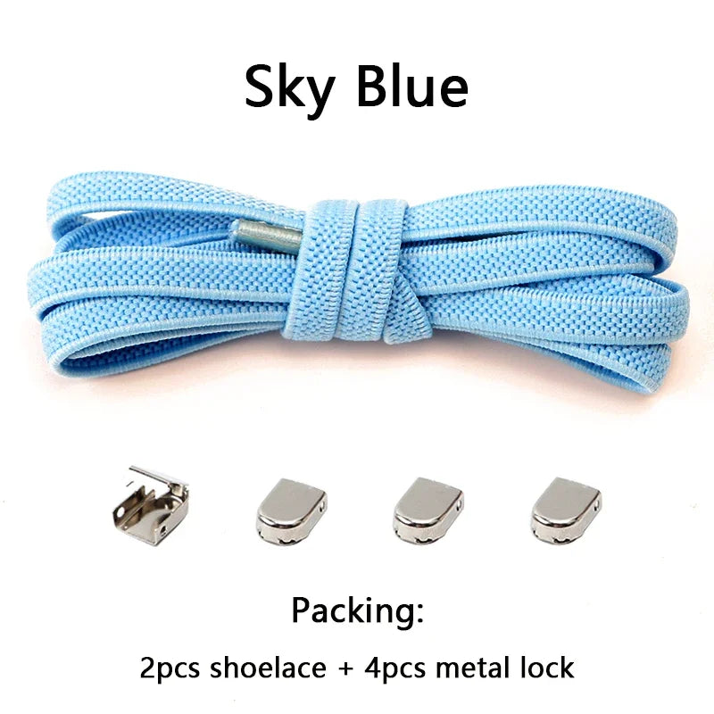 No Tie Shoe Laces Flat Elastic Shoelaces for Sneakers Tieless Shoelace Expand Shoestrings One Size Fits All Adult and Kids Shoes
