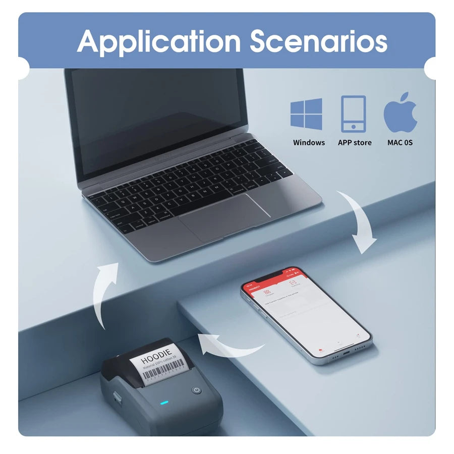 NIIMBOT B1 Portable Thermal Printer With Tapes 2 Inch Adhesive Label Machine Mini Bluetooth Sticker Maker Waterproof Labels Roll