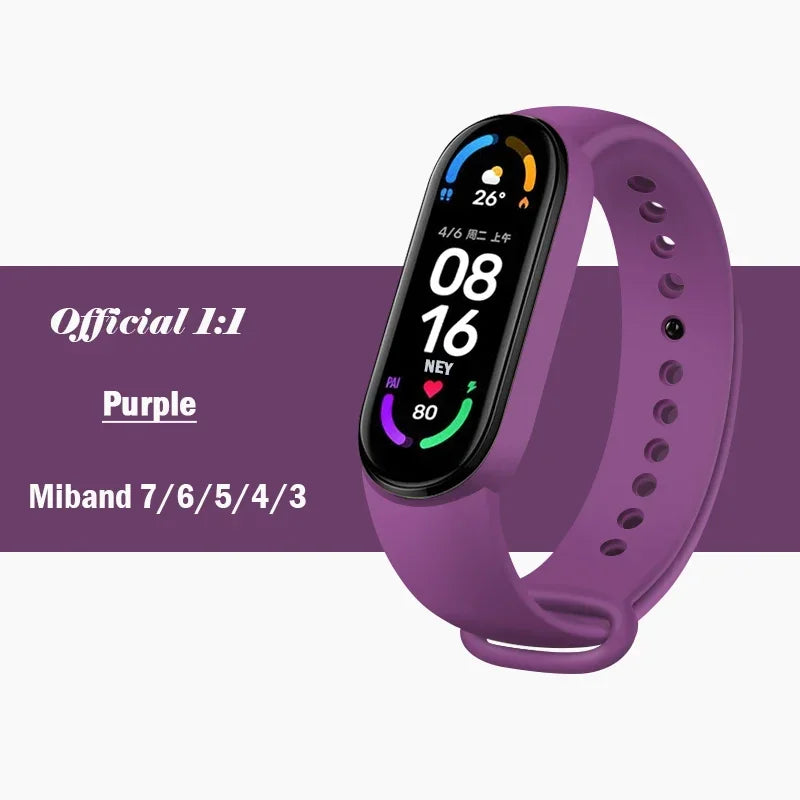 official Silicone Strap For Xiaomi Mi Band 4 5 6 7 Bracelet Sport Watch Wristband Miband4 miband7 Correa Mi band 3 4 5 6 7 Band