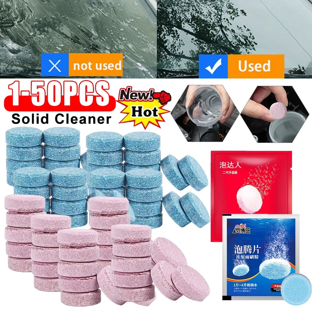 2-100PCS Solid Car Windshield Cleaner Effervescent Tablets Windscreen Window Glass Dust Wiper Car Cleaning Tool Car Accessories