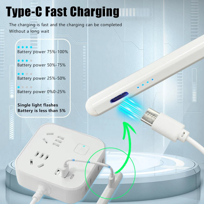 Stylus Pen for iPad 2018-2022 Fast Charge For iPad Pencil Palm Rejection with Power Display Led Indicators