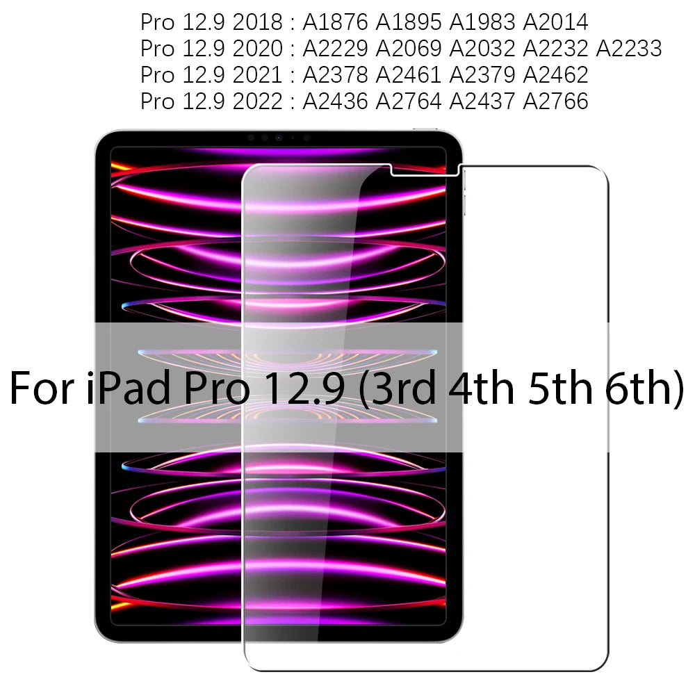 Tempered Glass Screen Protector For Apple IPad Pro 12.9 11 9.7 10.2 10.9 Air 4 5 Mini 6 5th 6th 7th 8th 9th 10th Generation Film