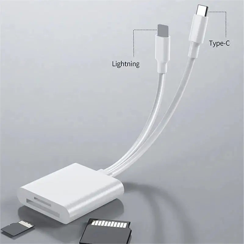 Lightning Type 2 In 1 OTG Card Reader  to SD TF Memory Card Adapter For PC Laptop iPhone Multi Smart Cardreader No APP Requires