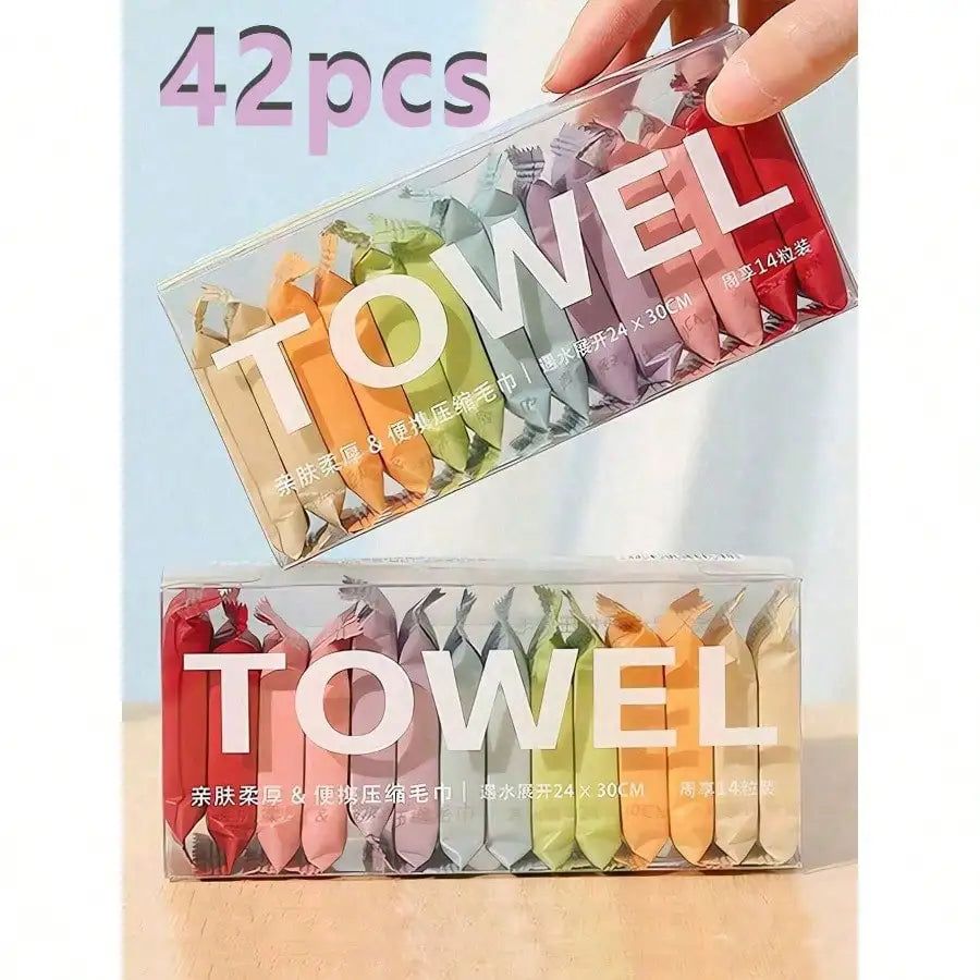 14pcs/box Disposable Washcloth Portable Travel Towel Thickened Compressed Face Cleansing Beauty Square Towel