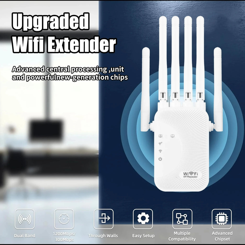1200Mbps Wifi Amplifier Dual band 2.4G 5G Repeater Network Expander Range Extender WiFi Signal Booster Wireless Router