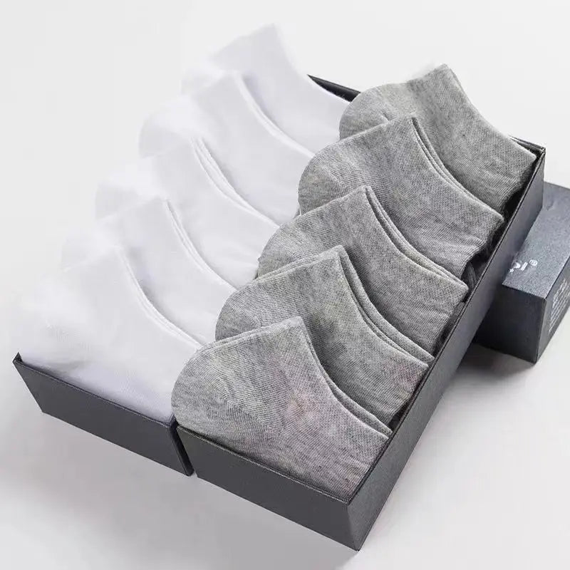 50/30/20/10/5Pcs/ Men's Socks Spring Summer Thin Breathable Soft Polyester Cotton Socks Black Casual Business Ankle Boat Socks S