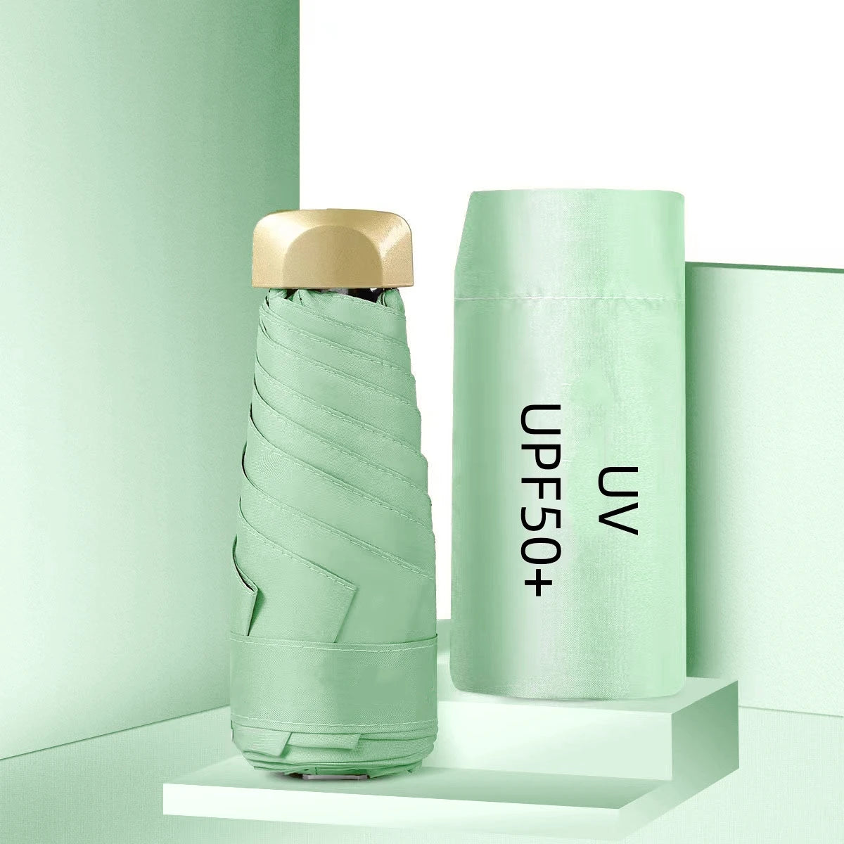 55% Off Mini Sun Umbrella Small Pocket Rain Umbrella Vinyl Folding UV Ultraviolet Protection Sun Shade Pocket Parasol Capsule