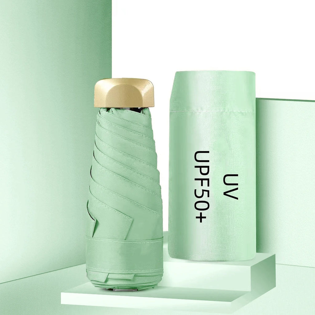 55% Off Mini Sun Umbrella Small Pocket Rain Umbrella Vinyl Folding UV Ultraviolet Protection Sun Shade Pocket Parasol Capsule