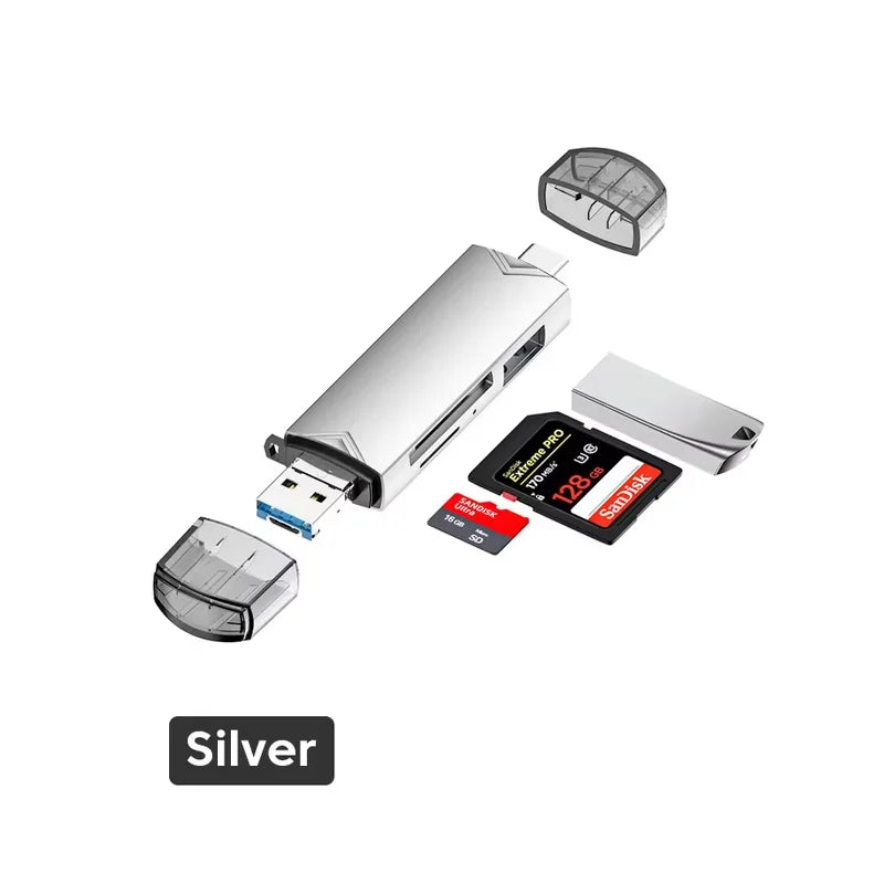 6-in-1 OTG High-Speed Multi-functional Card Reader for Mobile Phones And Computers Versatile Data Transfer Device