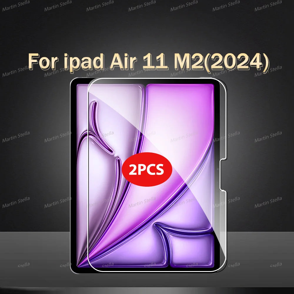 2Pcs Tempered Glass Screen Protector For iPad Pro 2024 Air M2 11 inch Pro 11 12.9 Air4 5 2022 2021 2018 HD 6th Scratch resistant