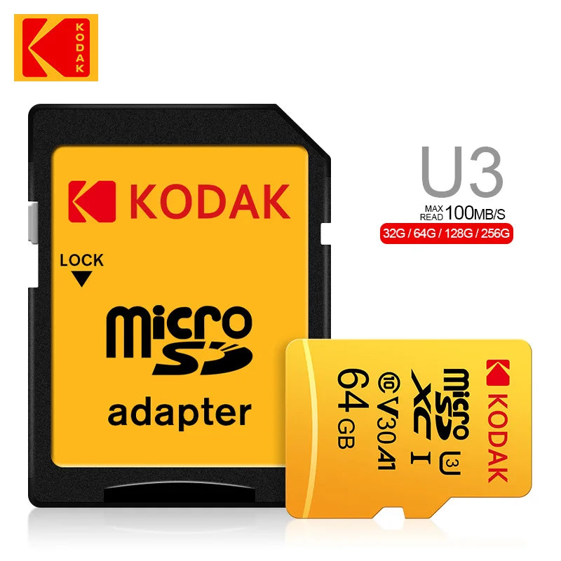 Kodak 32GB-256GB MicroSDCC Memory Card - U3, 4K, A1, UHS-I, C10, TF Memory Cards for Cameras, Smartphones, and Tablets