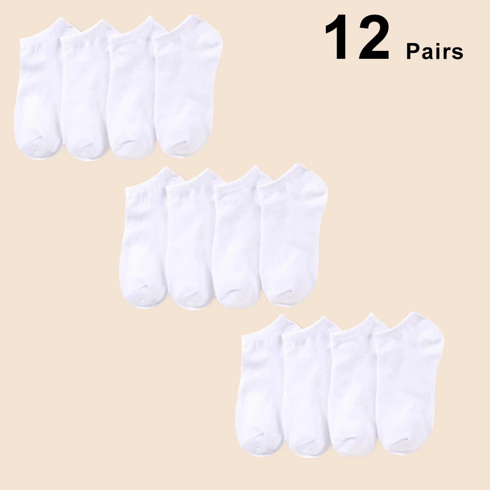 1/5/10 Pairs Comfortable Men's Women's Socks Casual Short Solid Color Spring Summer Boat Sock Fashionable Round Neck Ankle Socks