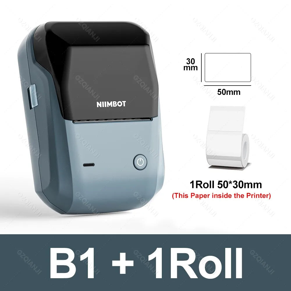 NIIMBOT B1 Portable Thermal Printer With Tapes 2 Inch Adhesive Label Machine Mini Bluetooth Sticker Maker Waterproof Labels Roll