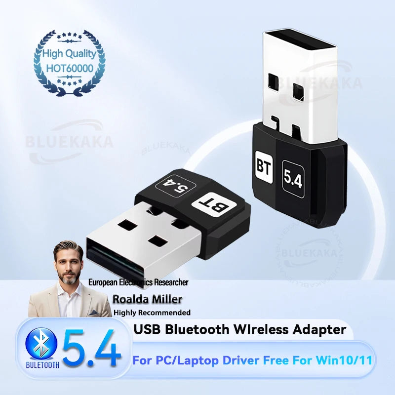 New Upgrades Mini USB Bluetooth5.4 Adapter Dongle Adapter Wireless Receiver/Transmitter For PC/Laptop Driver Free For Win10/11