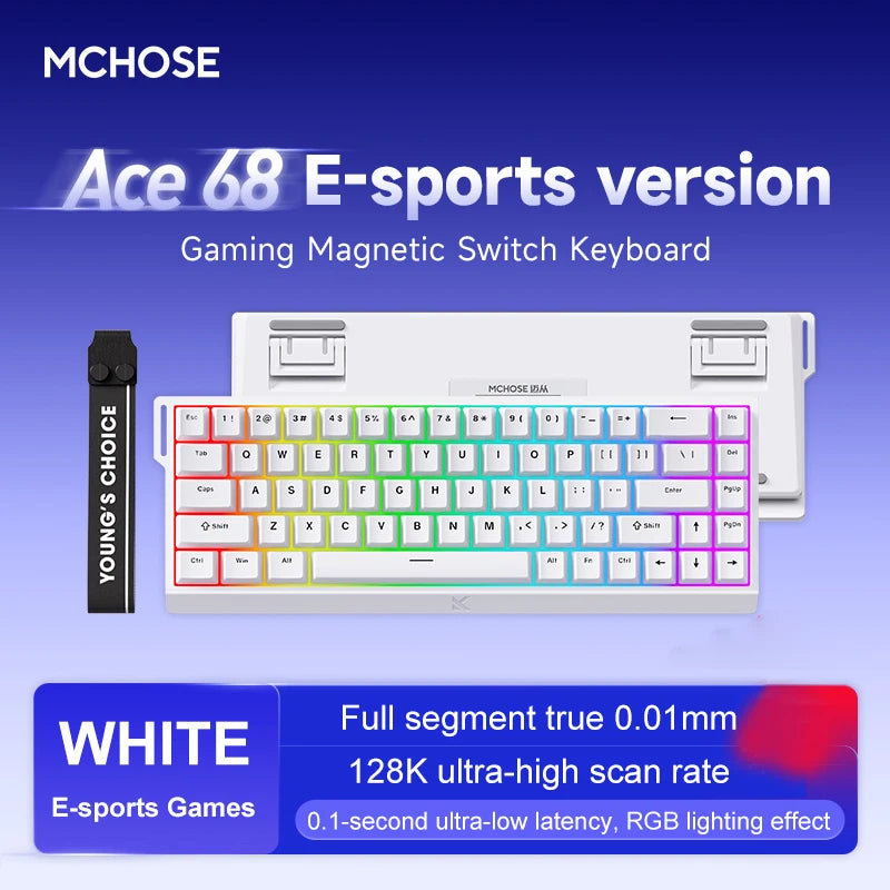MCHOSE ACE68 ACE60 Pro Magnetic Keyboard Wired Mechanical for Gaming 0.01mm RapidTrigg 8000Hz SOCD/Rs 0.125ms 128K Sampling Rate