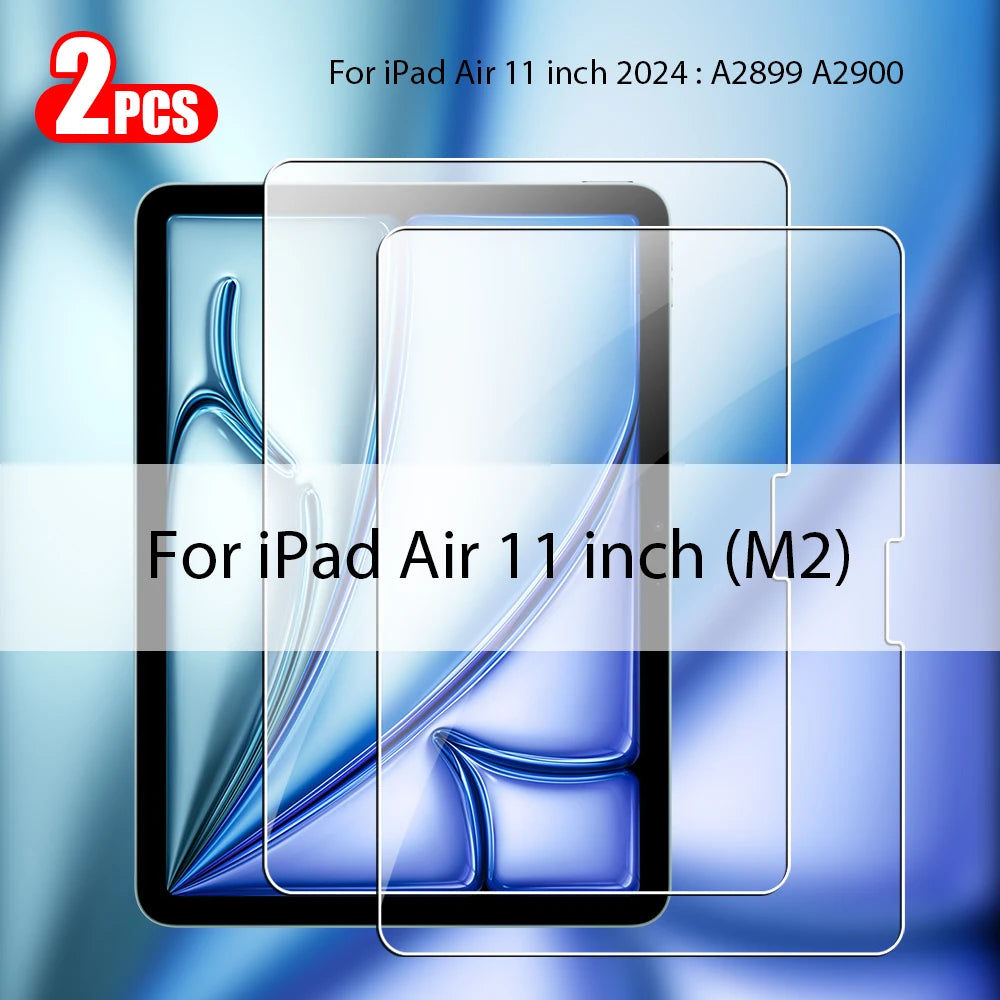 2Pcs Tempered Glass Screen Protector For Ipad Pro 13 12.9 M4 Air 11 M3 M2 5 4 Mini 6 7 9 9th 10 10th Generation A16 Accessories