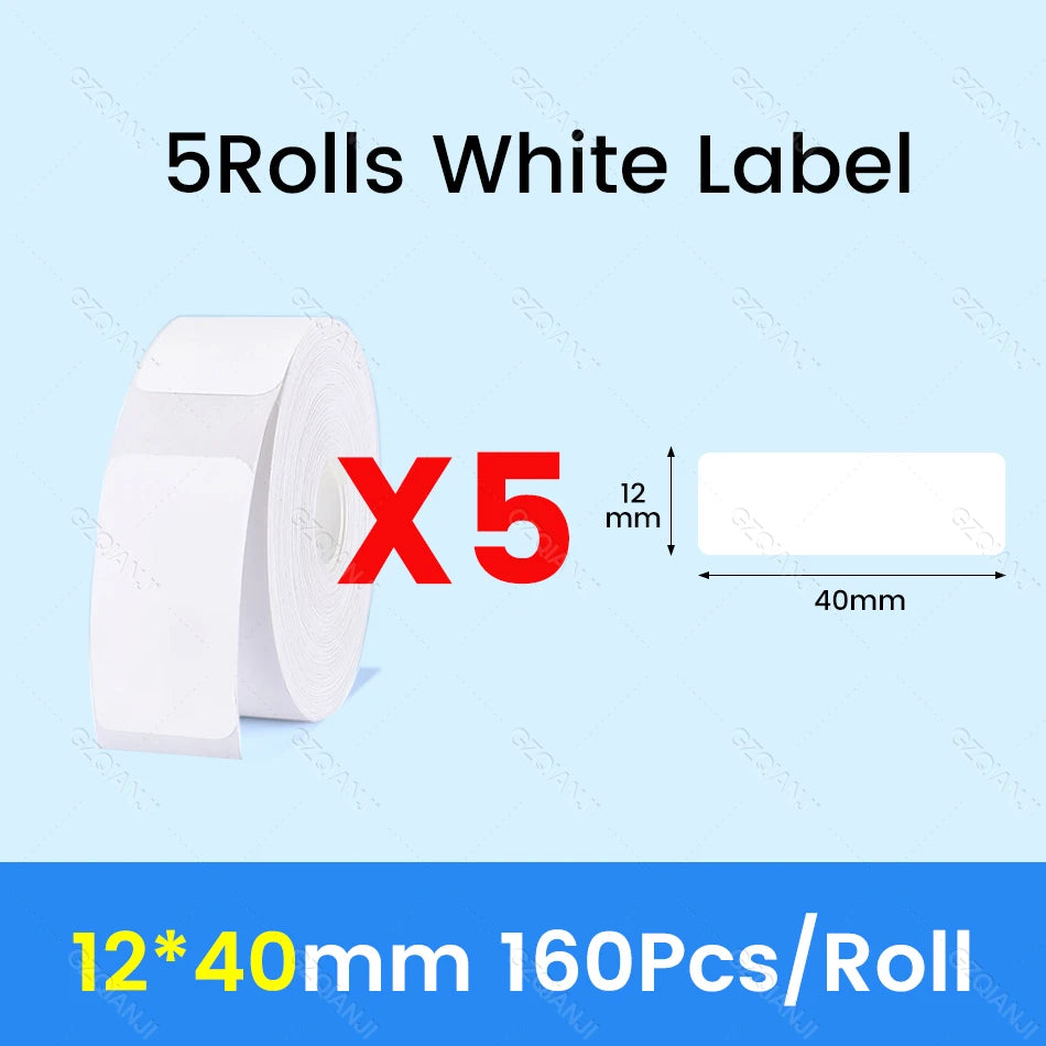NiiMBOT D101 D11 D110 Label Thermal Sticker White Adhesive Paper Waterproof 3/5/10 Rolls Papers Cheapest official for Printer