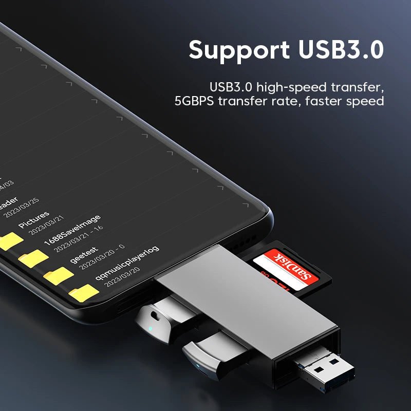 7 In 1 Multifunction Usb 3.0 Card Reader Micro TF SD Card Memory Reader USB Flash Drive Type C Card Adapter OTG