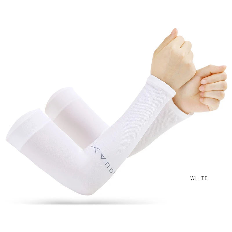Anti-UV Arm Covers for Men Women Cycling Fingerless Gloves Summer Sport Ice Silk Cool Scarf Silk Elastic Arm Covers Driving