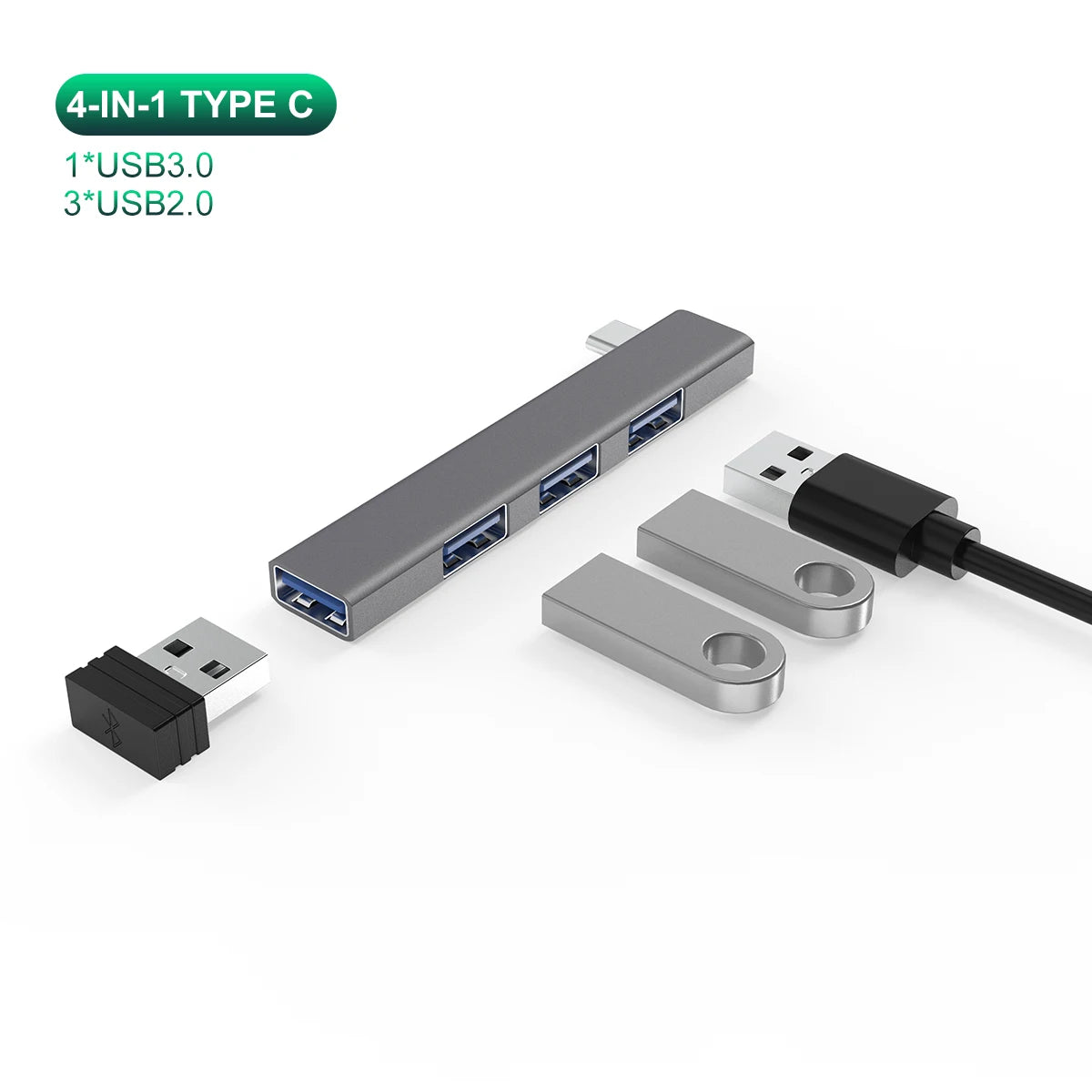 4-in-1 USB C HUB 3.0 PD 60W Type C 3.1 Multi Ports USB Splitter OTG Adapter USB HUB For Xiaomi Lenovo Macbook Pro 13 15 Air Pro
