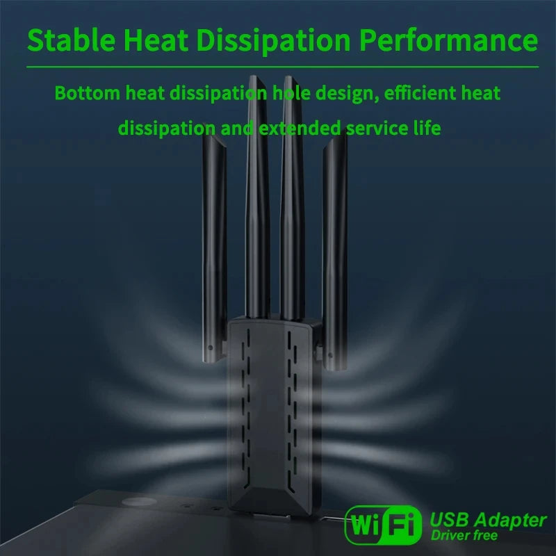 Original 4 Antennas 1200Mbps WiFi USB 3.0 Adapter 2.4G/5GHZ Dual Band WiFi Dongle Wireless Network Card 802.11AC For Win 10/11