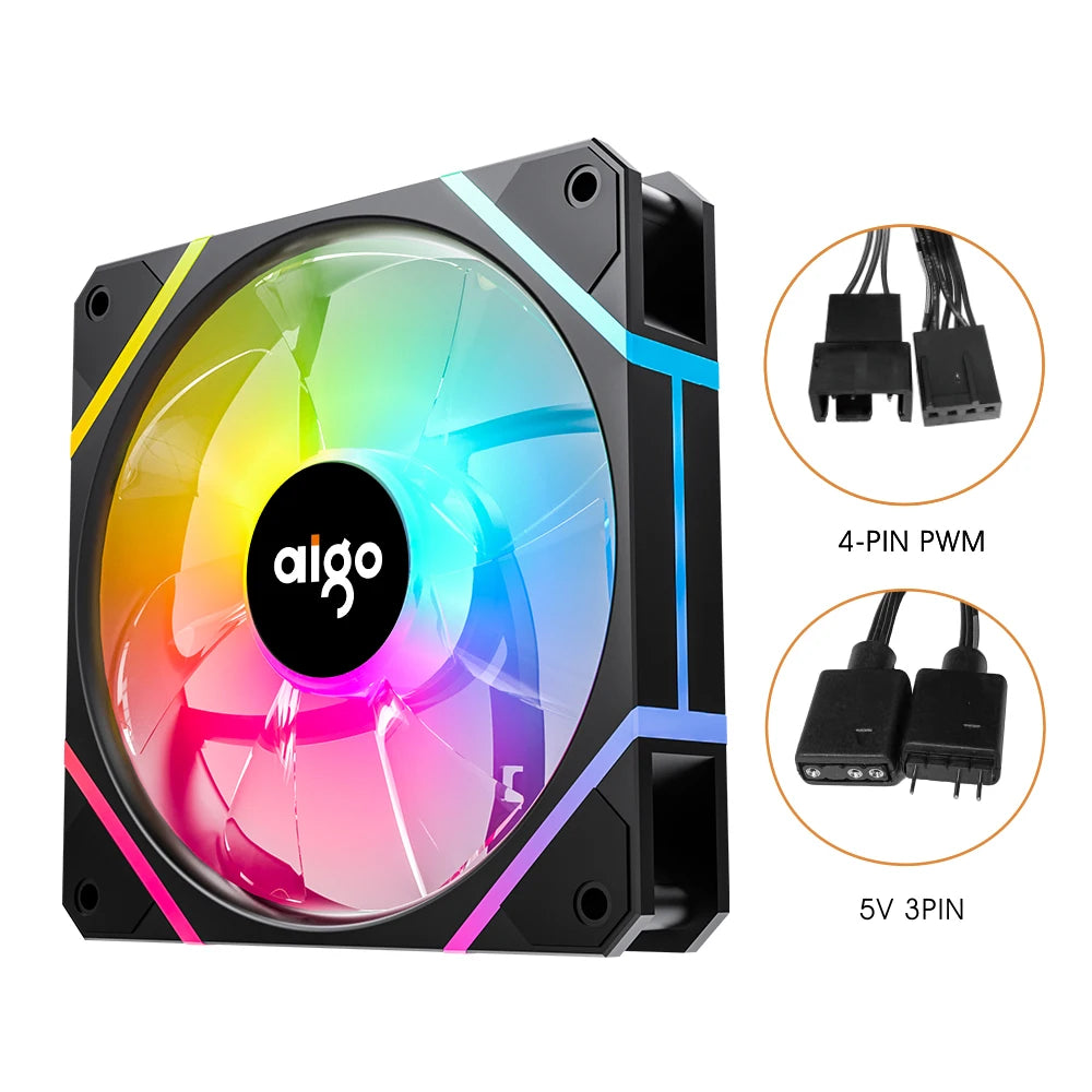 Clearance_Aigo AM12PRO Rgb Fan Ventoinha PC 120mm Computer Case Fan Kit Water Cooler 4pin PWM CPU Cooling Fans 3pin5v argb 12cm