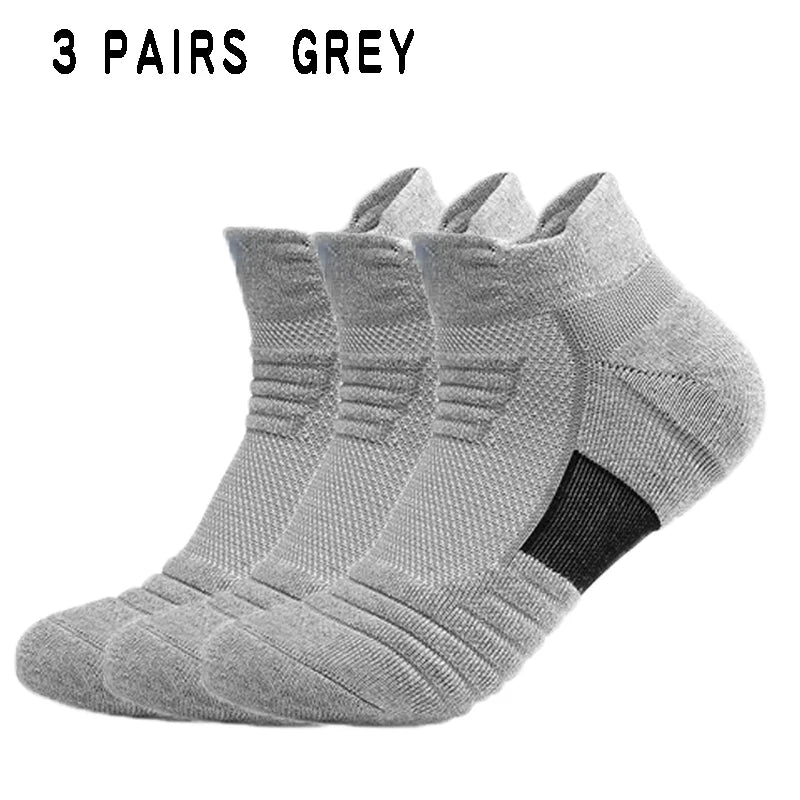 3 Pairs Breathable Mesh Athletic Terry Socks Cushioned Moisture-managing and Durable Reduces Foot for Running Hiking & Sports