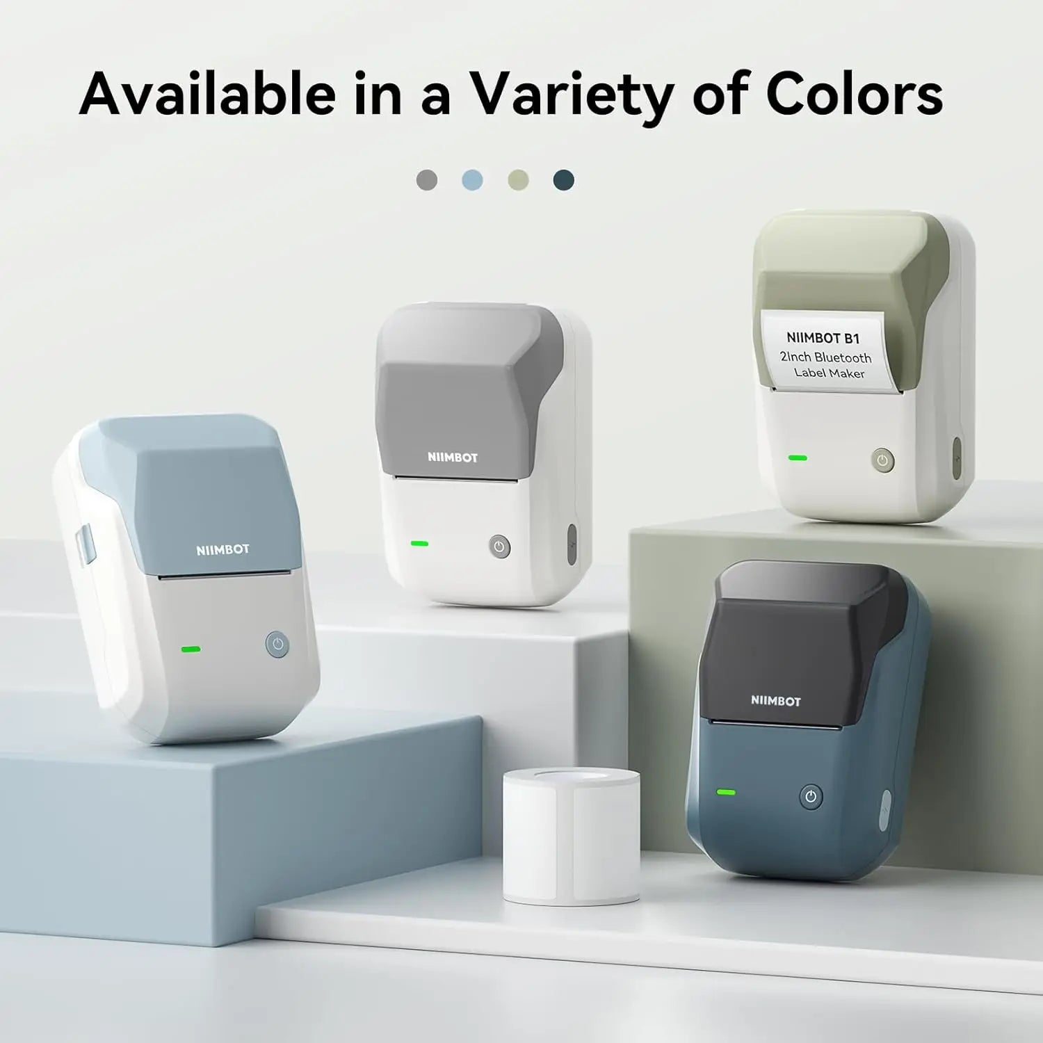 NIIMBOT B1 Portable Thermal Printer With Tapes 2 Inch Adhesive Label Machine Mini Bluetooth Sticker Maker Waterproof Labels Roll