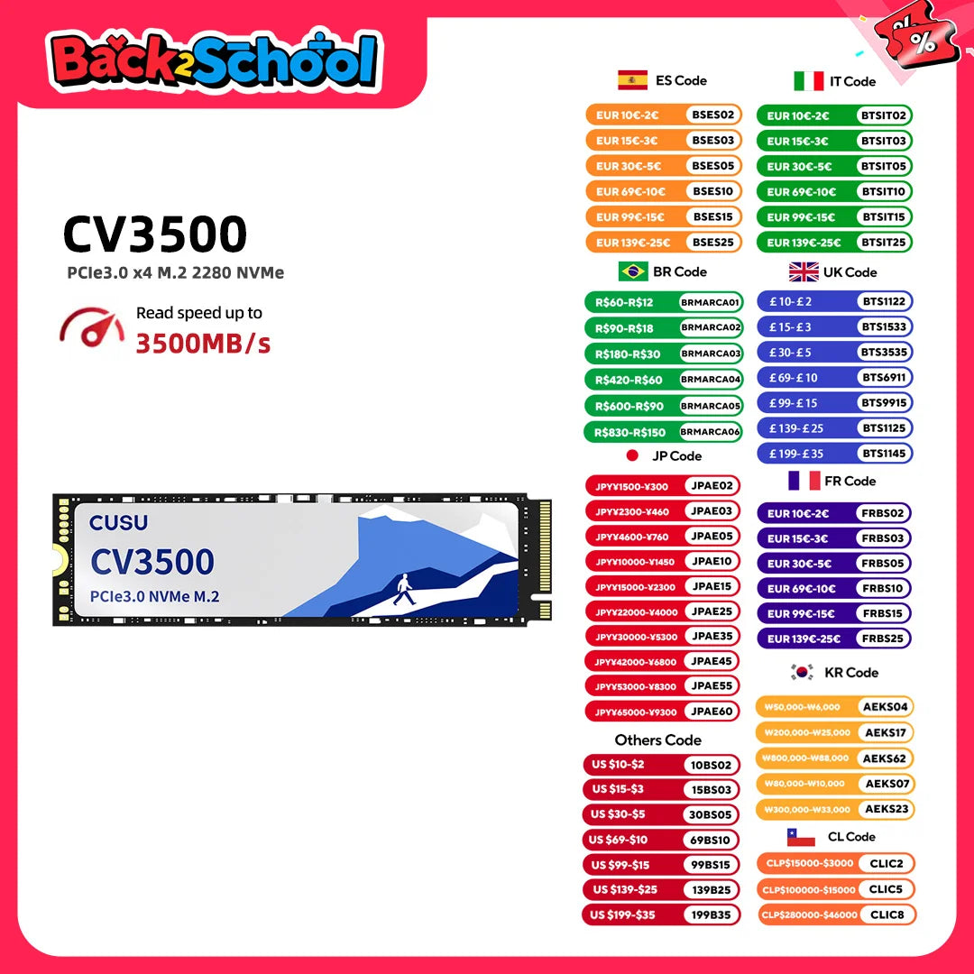 CUSU M2 SSD 256GB 512GB 1TB 2TB SSD NVMe PCIe3.0x4 M.2 2280 TLC Internal Solid State Drive for laptop Desktop