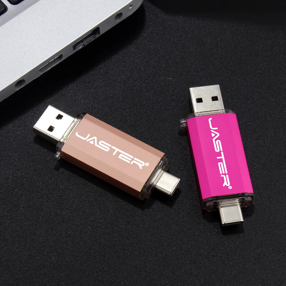 JASTER USB Flash Drive OTG Type C 2 IN 1 USB 2.0 Micro USB Pen Drive 128GB 64GB 32GB 16GB 32GB 8GB 4GB 128M Pendrive Flash Drive