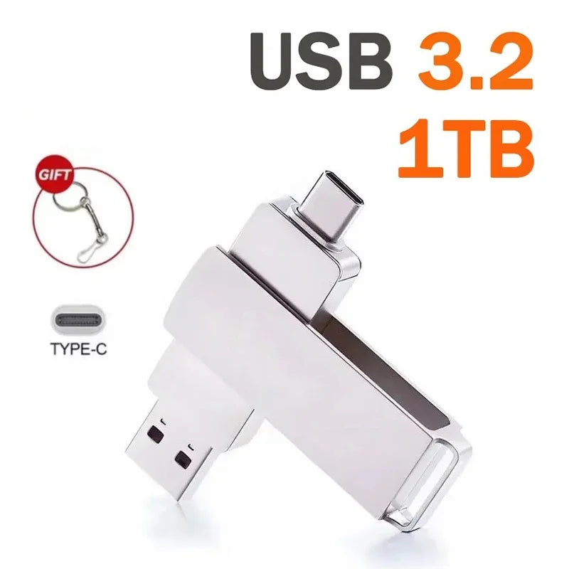 16TB Flash Drive USB 3.2 High Speed USB Transfer Type-c 2-In-1 8TB 16TB OTG Pendrive Waterproof Flash Disk For Computer