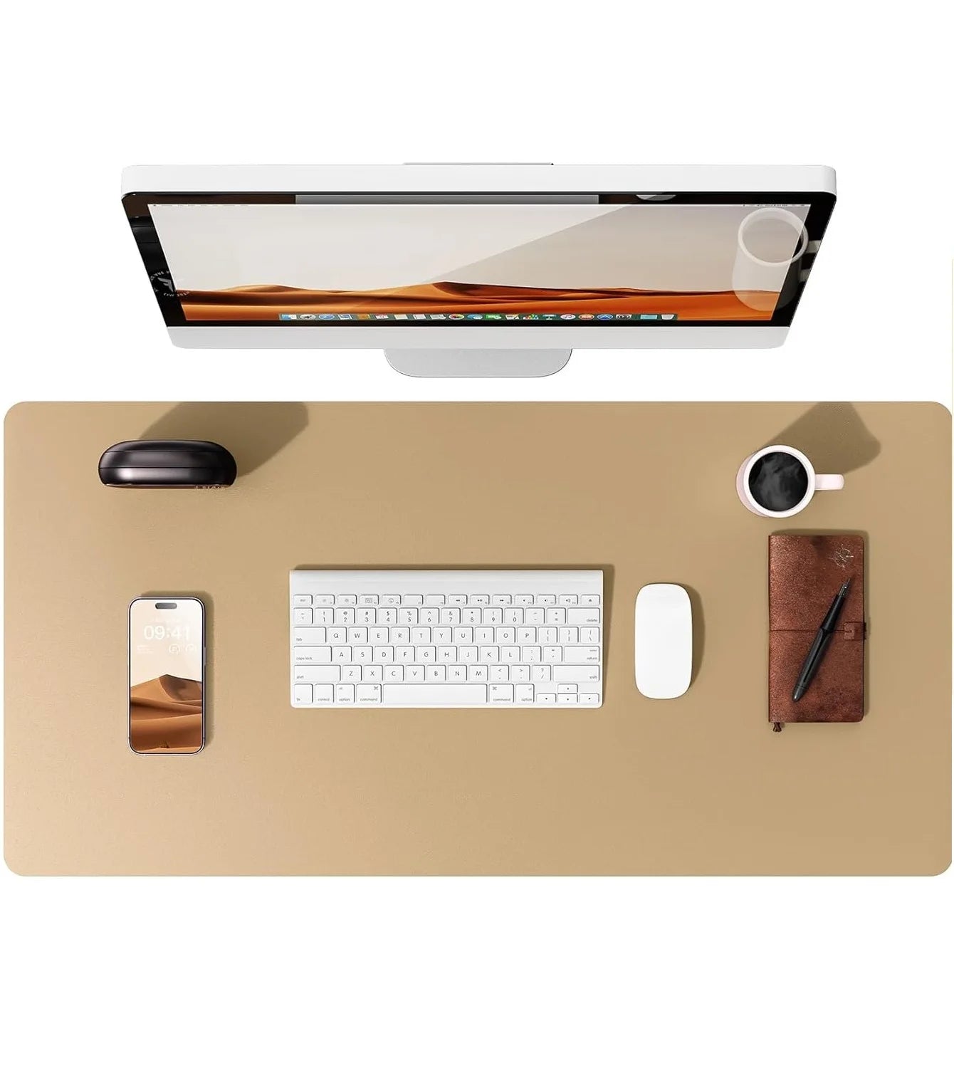 Large Mouse Pad,Office Desk Mat, Leather Desk Pad Protector, Non-Slip PU Leather Desk Blotter, Laptop Desk Pad